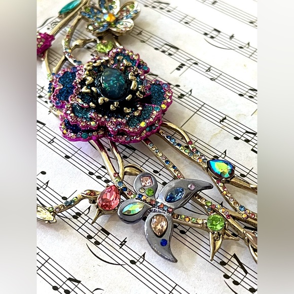 NWT Floral Rhinestone Statement Necklace RARE - Picture 5 of 9